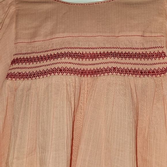 NWT Free People Orange Dylan Smocked Tunic Top 3/4 Sleeve Size S Boho Embroidery - Picture 6 of 10